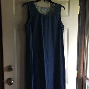 Erika M Denim Dress Sleeveless Fitted Mid-Calf
